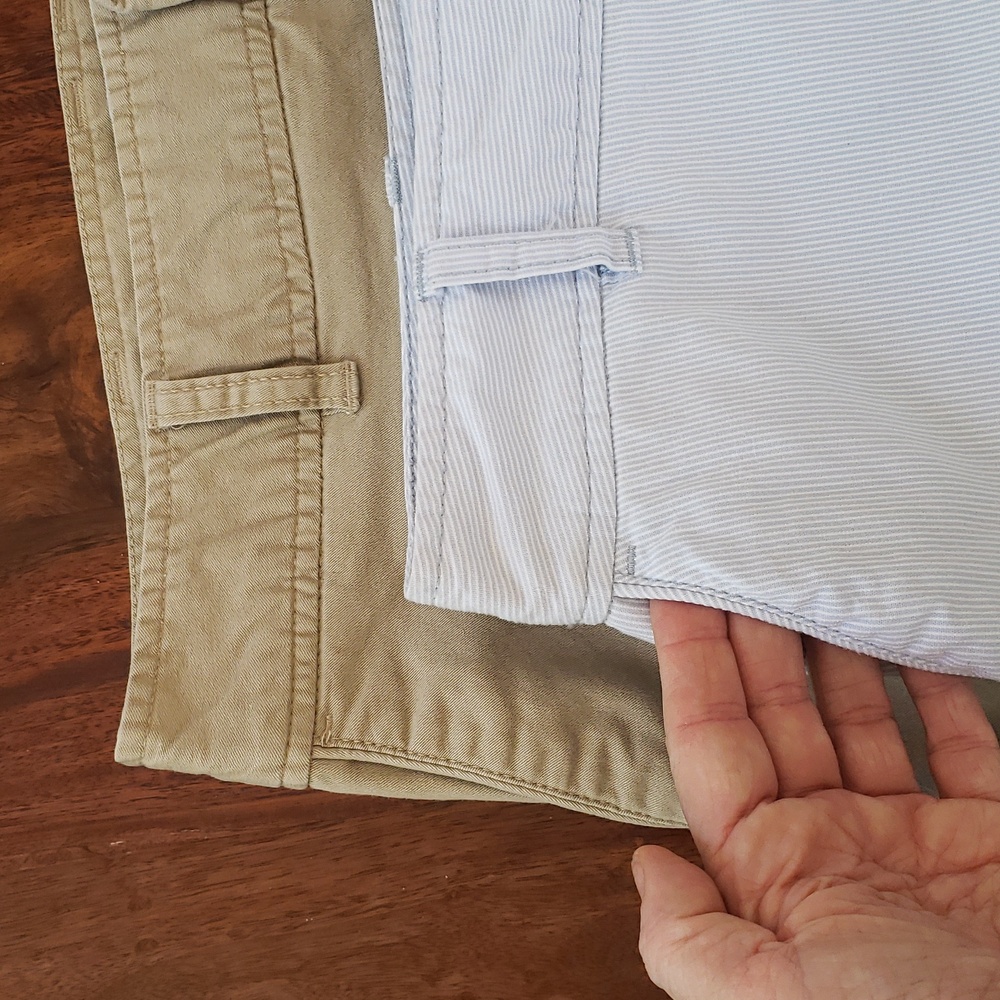 MERONA Skirt Bundle Size 10 Lot of 2 Tan Cotton Chino & Blue Seersucker - Picture 4 of 10